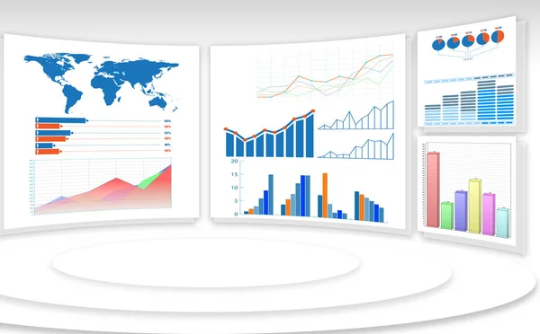 Geschäftsdiagramme und Infografiken - 3D-Rendering — Stockfoto