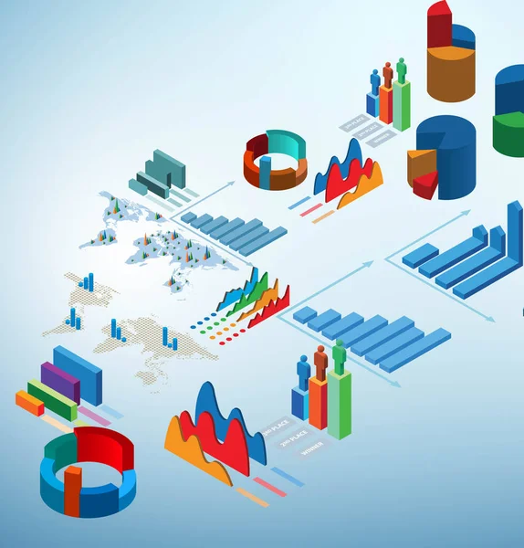 Olika diagram och diagram - 3D-rendering — Stockfoto