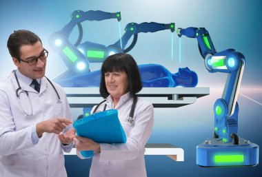 Teletıp konseptinde iki doktor.