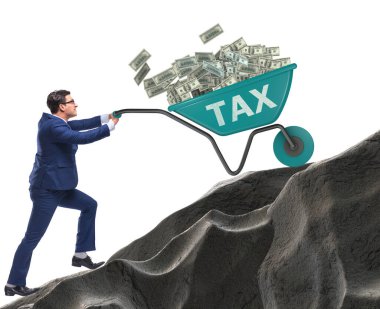 İşadamı vergi arabalarını yokuş yukarı itiyor