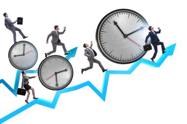 İş adamı ve saatlerle büyüme ve iyileşme kavramı