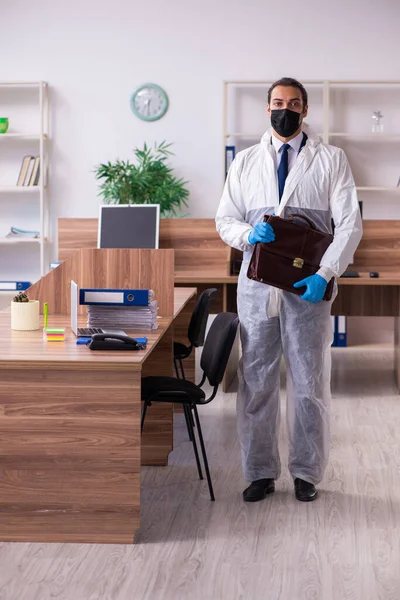 Young male employee in self-isolation concept — Stock Photo, Image