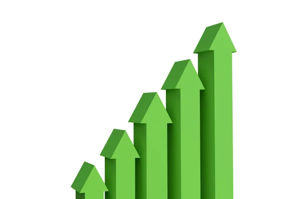 Growth charts with arrows - 3d rendering — Stock Photo, Image