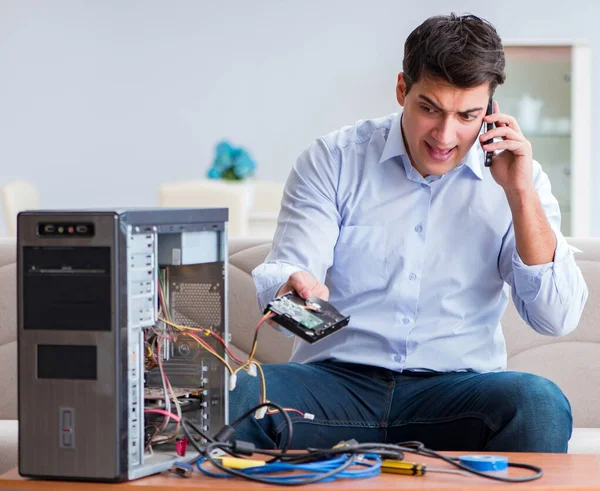 Angry customer trying to repair computer with phone support