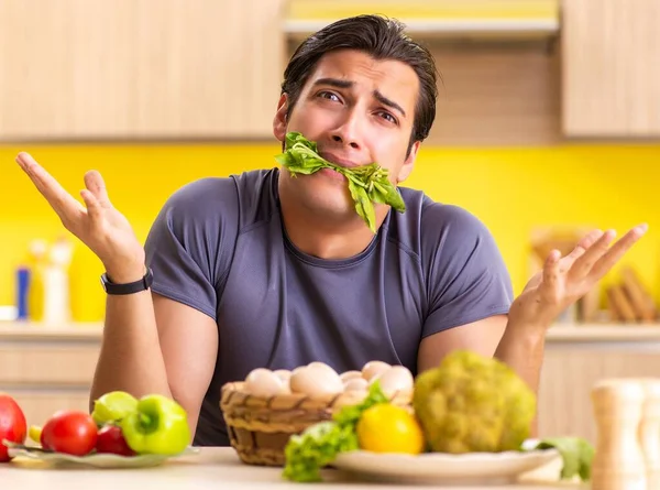 Young man in dieting and healthy eating concept — Stock Photo, Image