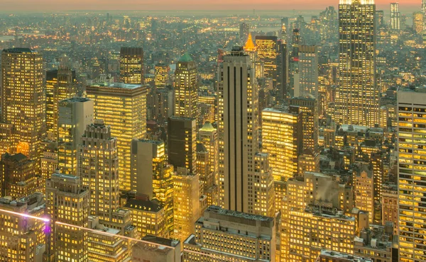 Vue de New York Manhattan pendant les heures de coucher du soleil — Photo