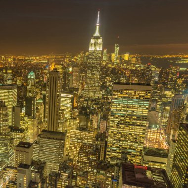 Günbatımında New York Manhattan manzarası