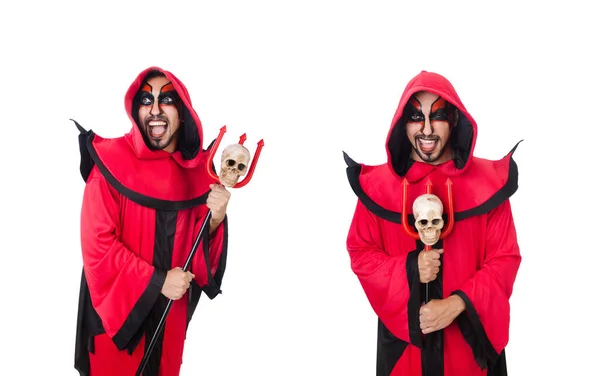 Uomo diavolo in costume rosso — Foto Stock