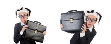 İşadamı palyaço beyazda izole edilmiş.