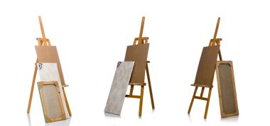 Beyaz arkaplanda Easel izole