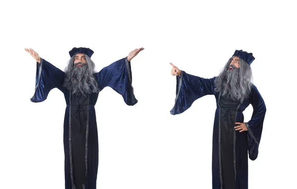 Wizard geïsoleerd op de wijze achtergrond — Stockfoto