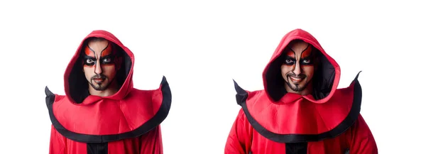 Uomo diavolo in costume rosso — Foto Stock