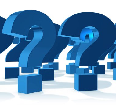 Soru işaretleri belirsizlik kavramı - 3d render ile