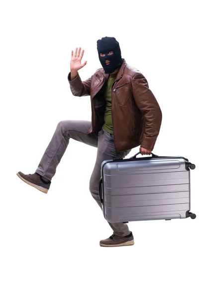 Robber wearing balaclava isolated on white background — Stock Photo, Image