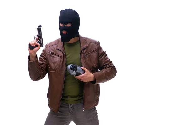 Hombre caucásico furioso usando Balaclava Foto de stock 2201599685