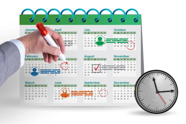 Bedrijfskalender concept met zakenman — Stockfoto