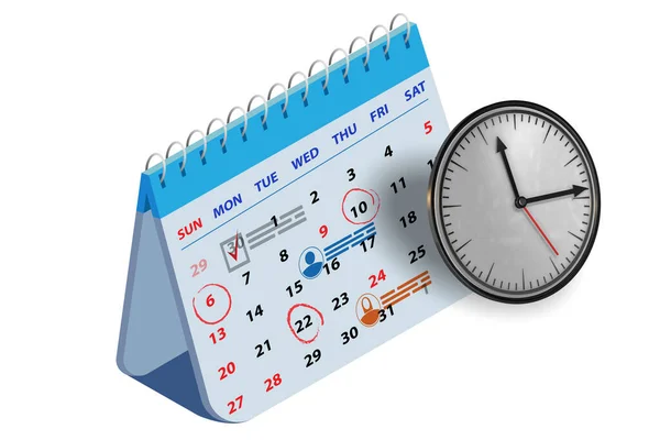 Concepto de calendario para fines de planificación - renderizado 3d —  Fotos de Stock