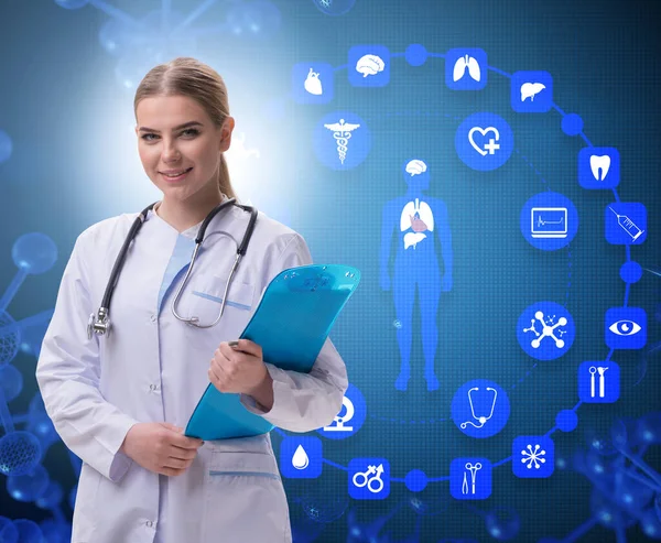 Woman doctor in telemedicine futuristic concept — Stock Photo, Image