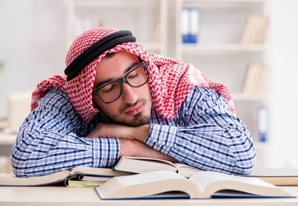 Arab student preparing for university exams