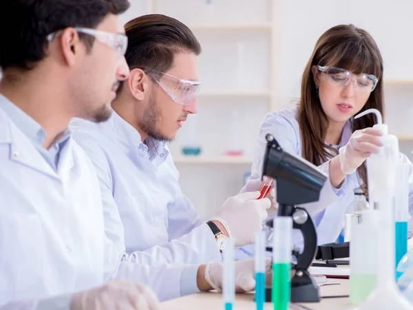 Team van chemici die in het lab werken — Stockfoto