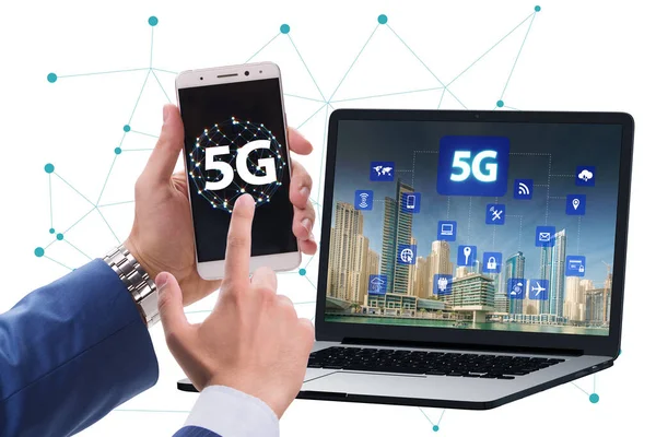 5G 모바일 기술 개념 - 인터넷의 빠른 속도 — 스톡 사진