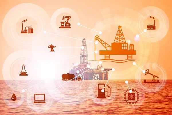 Концепция автоматизации в нефтегазовой отрасли — стоковое фото