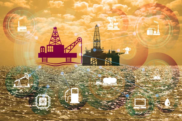 Concepto de automatización en la industria del petróleo y el gas —  Fotos de Stock