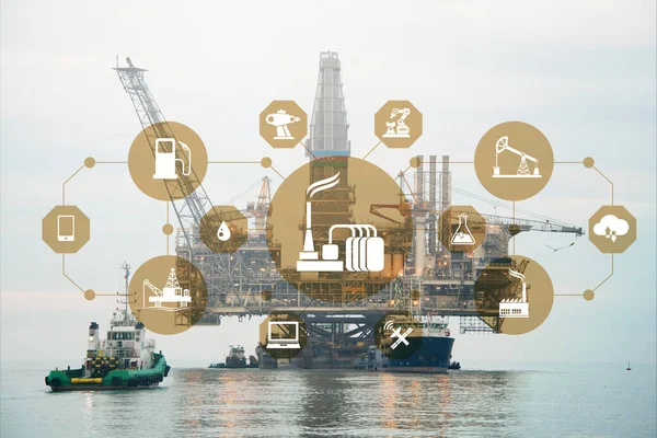Begreppet automatisering inom olje- och gasindustrin — Stockfoto