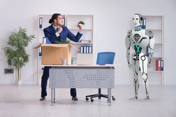 Concept of robots replacing humans in offices — Stock Photo, Image