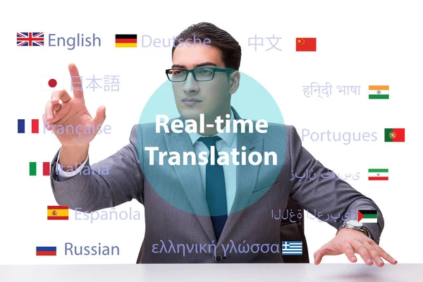 Concetto di traduzione in tempo reale da lingua straniera — Foto Stock