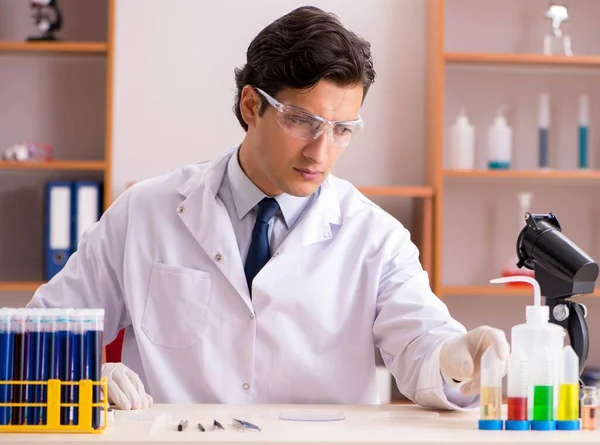Jonge biochemicus werkzaam in het lab — Stockfoto