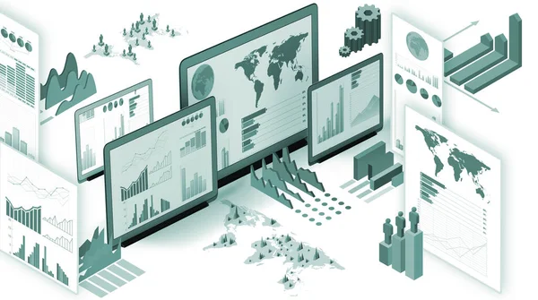 Företagsdiagram och infografik - 3D-rendering — Stockfoto