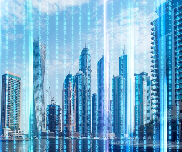 Konzept moderner digitaler Stadt und Innovation — Stockfoto