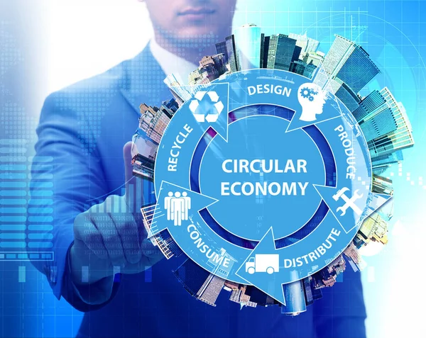 Concepto de economía circular con empresario —  Fotos de Stock