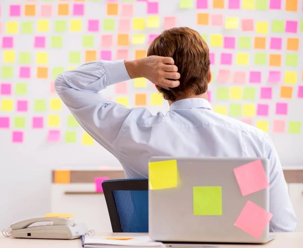 Joven hombre guapo en concepto de prioridades contradictorias — Foto de Stock