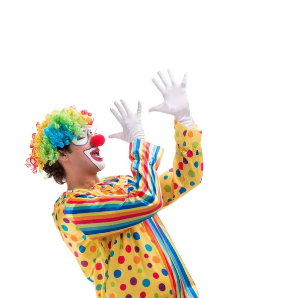 Grappige clown geïsoleerd op witte achtergrond — Stockfoto