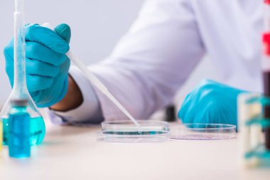 Laboratuvarda çalışan genç bir kimyager.