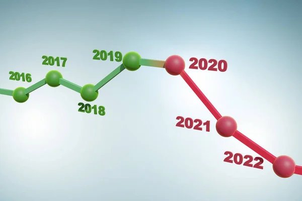 显示2020年下降的图表 — 图库照片