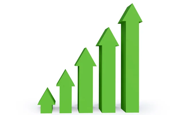 Growth charts with arrows - 3d rendering — Stock Photo, Image