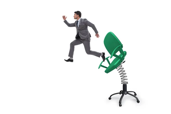 Promotion concept with businessman ejected from chair — Stock Photo, Image