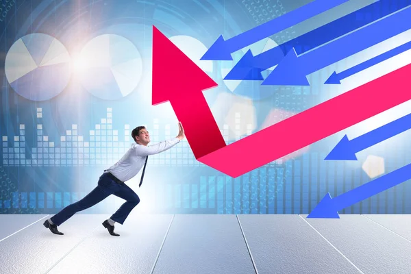 Återhämtningskoncept med affärsman och diagram — Stockfoto