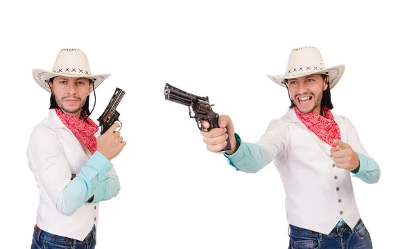 Cowboy geïsoleerd op de witte achtergrond — Stockfoto