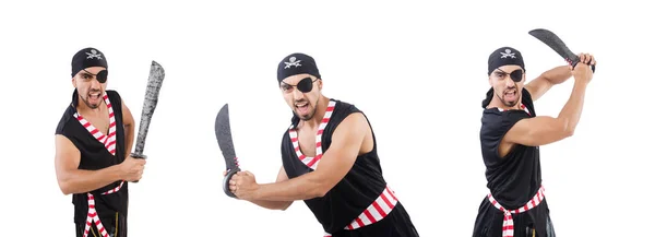 Mannen i piratkostym i halloween koncept — Stockfoto