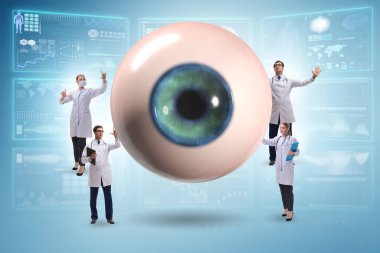 Doktor dev gözü tıbbi konseptte inceliyor.