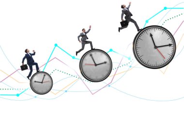 İş adamı ve saatlerle büyüme ve iyileşme kavramı