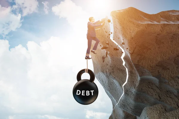 Concetto di debito e carico con l'uomo d'affari — Foto Stock
