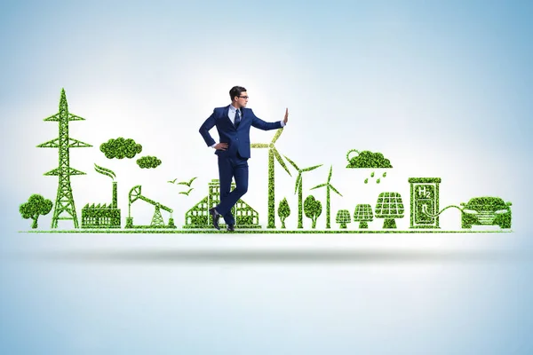 Zöld és környezetvédelmi koncepciójú üzletember — Stock Fotó