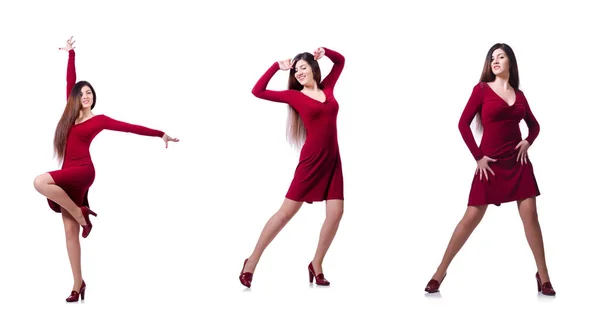 Vrouw dansen geïsoleerd op de witte — Stockfoto