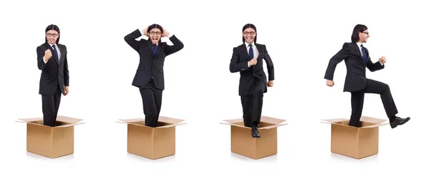 Man in thinking out of the box concept — Stock Photo, Image
