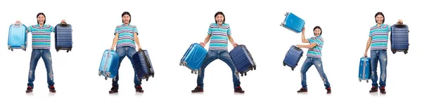 Ταξιδιωτικές διακοπές έννοια με αποσκευές σε λευκό — Φωτογραφία Αρχείου